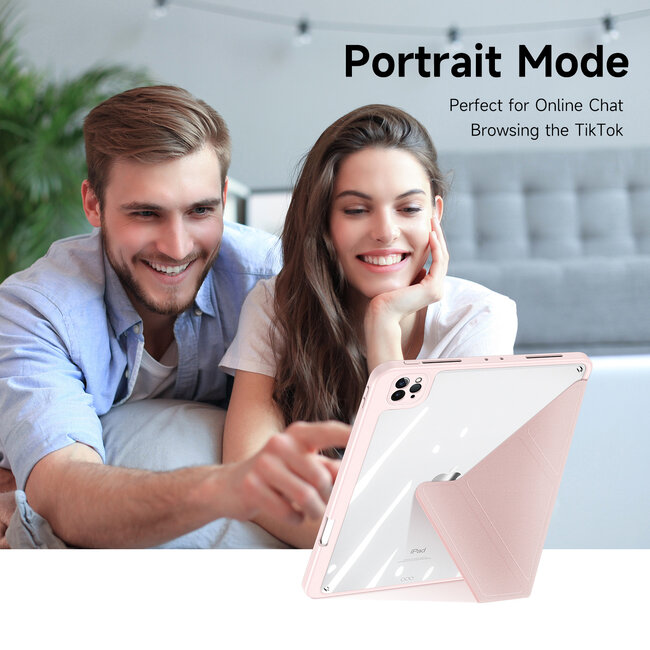 Dux Ducis - Hoes geschikt voor iPad Pro 11 (2018/2020/2021) - Magneet sluiting - Auto Sleep/Wake functie - Met Pencil houder - Roze