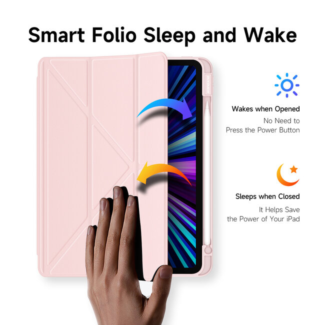 Dux Ducis - Hoes geschikt voor iPad Pro 11 (2018/2020/2021) - Magneet sluiting - Auto Sleep/Wake functie - Met Pencil houder - Roze