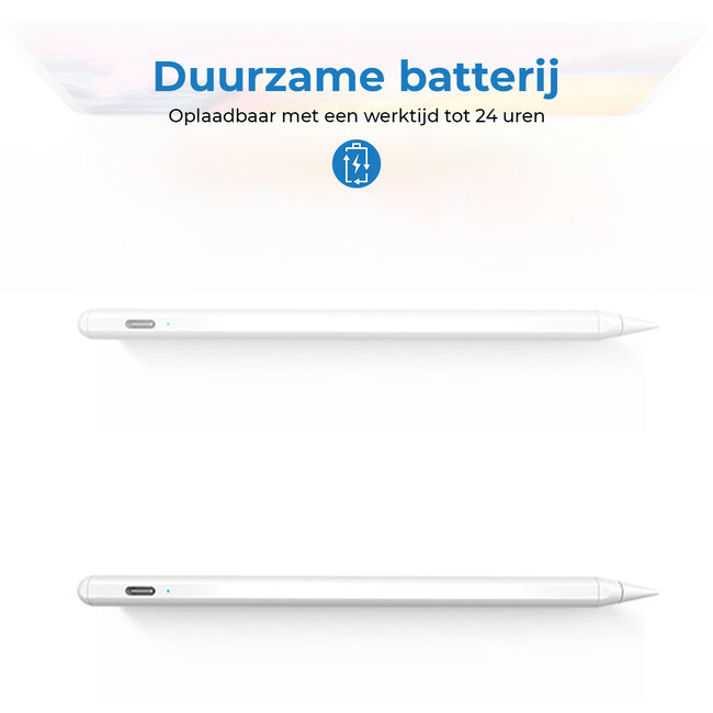 Touchscreen Pen - Stylus Pen met Palm rejection en Tilt functie - Magnetische stylus geschikt voor iPad (vanaf 2018) - Wit