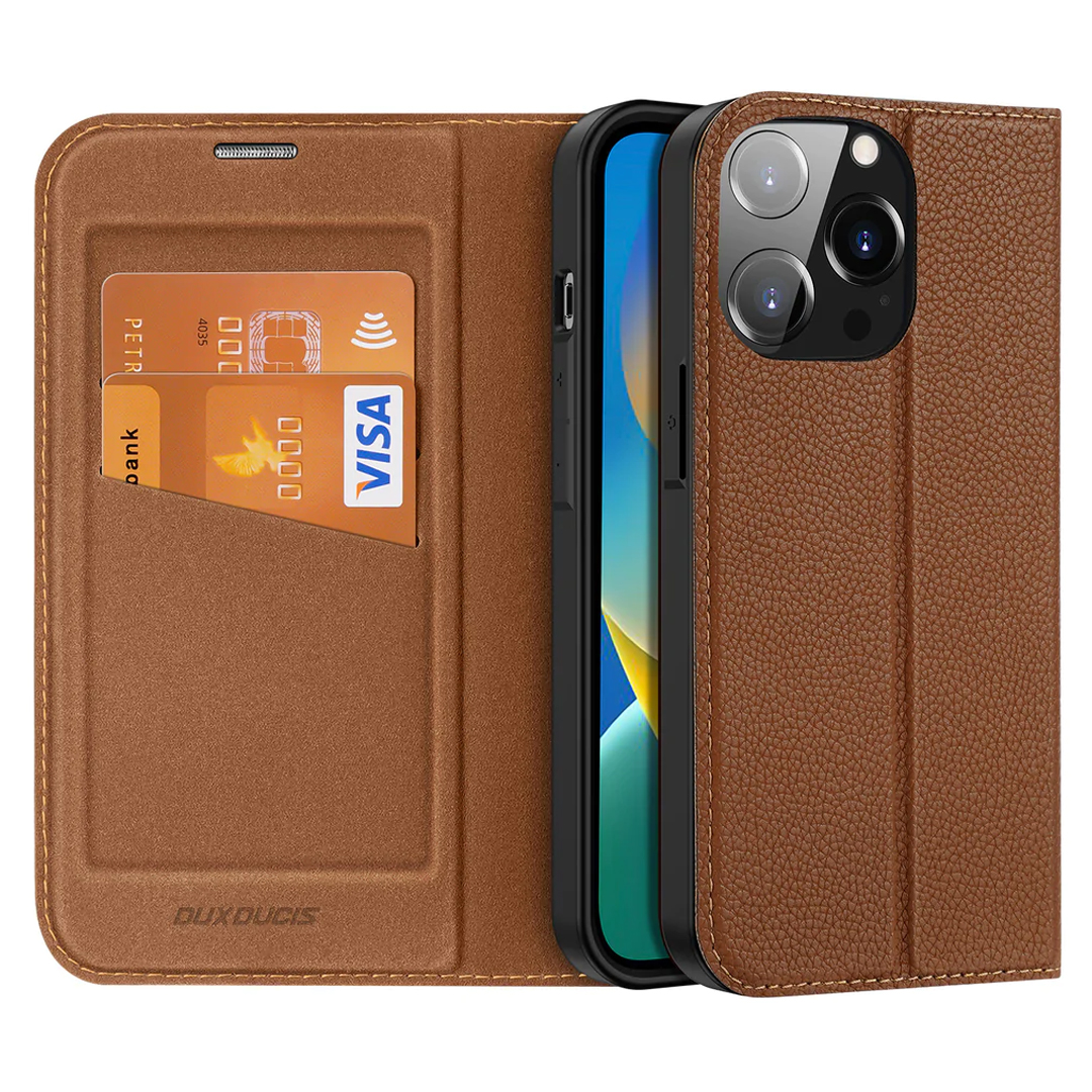 Dux Ducis - Hoes geschikt voor Apple iPhone 14 Pro - Magnetische sluiting - Book Case - Bruin afbeelding