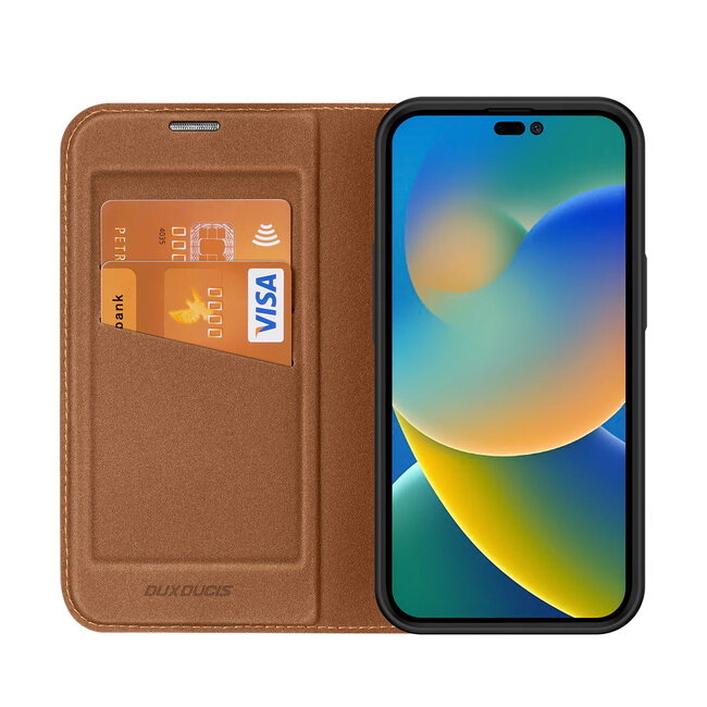 Dux Ducis - Hoes geschikt voor Apple iPhone 14 Pro - Magnetische sluiting - Book Case - Bruin