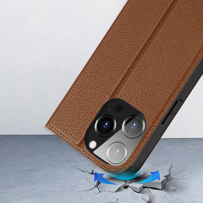 Dux Ducis - Hoes geschikt voor Apple iPhone 14 Pro - Magnetische sluiting - Book Case - Bruin