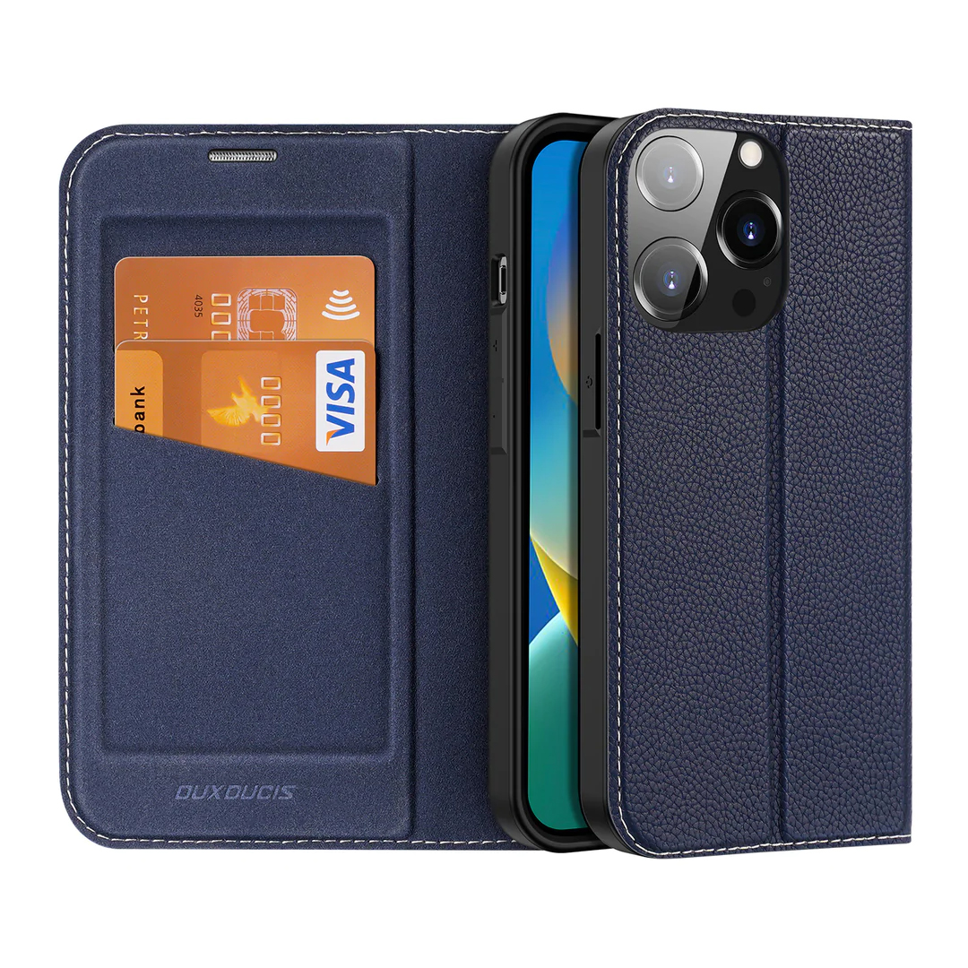 Dux Ducis - Hoes geschikt voor Apple iPhone 14 Pro - Magnetische sluiting - Book Case - Blauw afbeelding