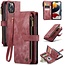 CaseMe - Telefoonhoesje geschikt voor iPhone 13 Pro Max - Wallet Book Case met ritssluiting - Magneetsluiting - Roze