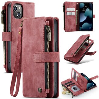 CaseMe CaseMe - Telefoonhoesje geschikt voor Apple iPhone 13 - Wallet Book Case met ritssluiting - Magneetsluiting - Roze