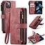 CaseMe - Telefoonhoesje geschikt voor Apple iPhone 13 - Wallet Book Case met ritssluiting - Magneetsluiting - Roze