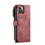 CaseMe - Telefoonhoesje geschikt voor iPhone 14 - Wallet Book Case met ritssluiting - Magneetsluiting - Rood