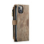 CaseMe - Telefoonhoesje geschikt voor iPhone 14 Plus - Wallet Book Case met ritssluiting - Magneetsluiting - Bruin