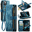 CaseMe - Telefoonhoesje geschikt voor iPhone 14 Plus - Wallet Book Case met ritssluiting - Magneetsluiting - Blauw