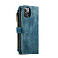 CaseMe - Telefoonhoesje geschikt voor iPhone 14 Plus - Wallet Book Case met ritssluiting - Magneetsluiting - Blauw