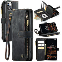 CaseMe - Telefoonhoesje geschikt voor iPhone 14 Plus - Wallet Book Case met ritssluiting - Magneetsluiting - Zwart