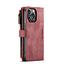 CaseMe - Telefoonhoesje geschikt voor iPhone 14 Pro - Wallet Book Case met ritssluiting - Magneetsluiting - Rood