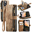 CaseMe - Telefoonhoesje geschikt voor iPhone 14 Pro - Wallet Book Case met ritssluiting - Magneetsluiting - Bruin