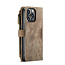 CaseMe - Telefoonhoesje geschikt voor iPhone 14 Pro - Wallet Book Case met ritssluiting - Magneetsluiting - Bruin
