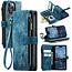 CaseMe - Telefoonhoesje geschikt voor iPhone 14 Pro - Wallet Book Case met ritssluiting - Magneetsluiting - Blauw