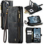 CaseMe - Telefoonhoesje geschikt voor iPhone 14 Pro - Wallet Book Case met ritssluiting - Magneetsluiting - Zwart