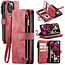 CaseMe - Telefoonhoesje geschikt voor iPhone 14 Pro Max - Wallet Book Case met ritssluiting - Magneetsluiting - Rood