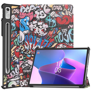 Case2go Tablet hoes geschikt voor Lenovo Tab P11 Pro 2nd Gen - Tri-fold hoes met auto/wake functie - 11.2 inch - Graffiti