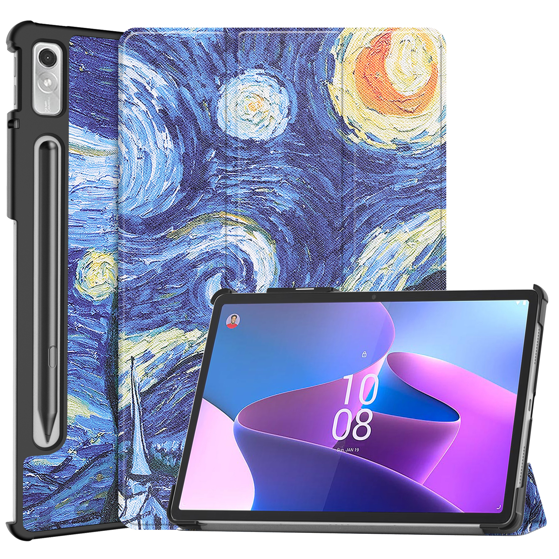 Tablet hoes geschikt voor Lenovo Tab P11 Pro 2nd Gen - Tri-fold hoes met auto/wake functie - 11.2 inch - Sterrenhemel afbeelding