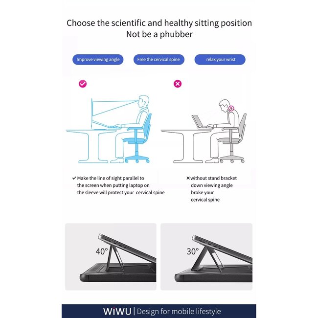 WIWU - Laptoptas- Laptop Sleeve Stand Case - Laptophoes- 13.6 inch - Laptop Sleeve- Laptop Tas- 2 in 1 standaard hoes - laptophoes -Schokbestendige hoes houder - Zwart