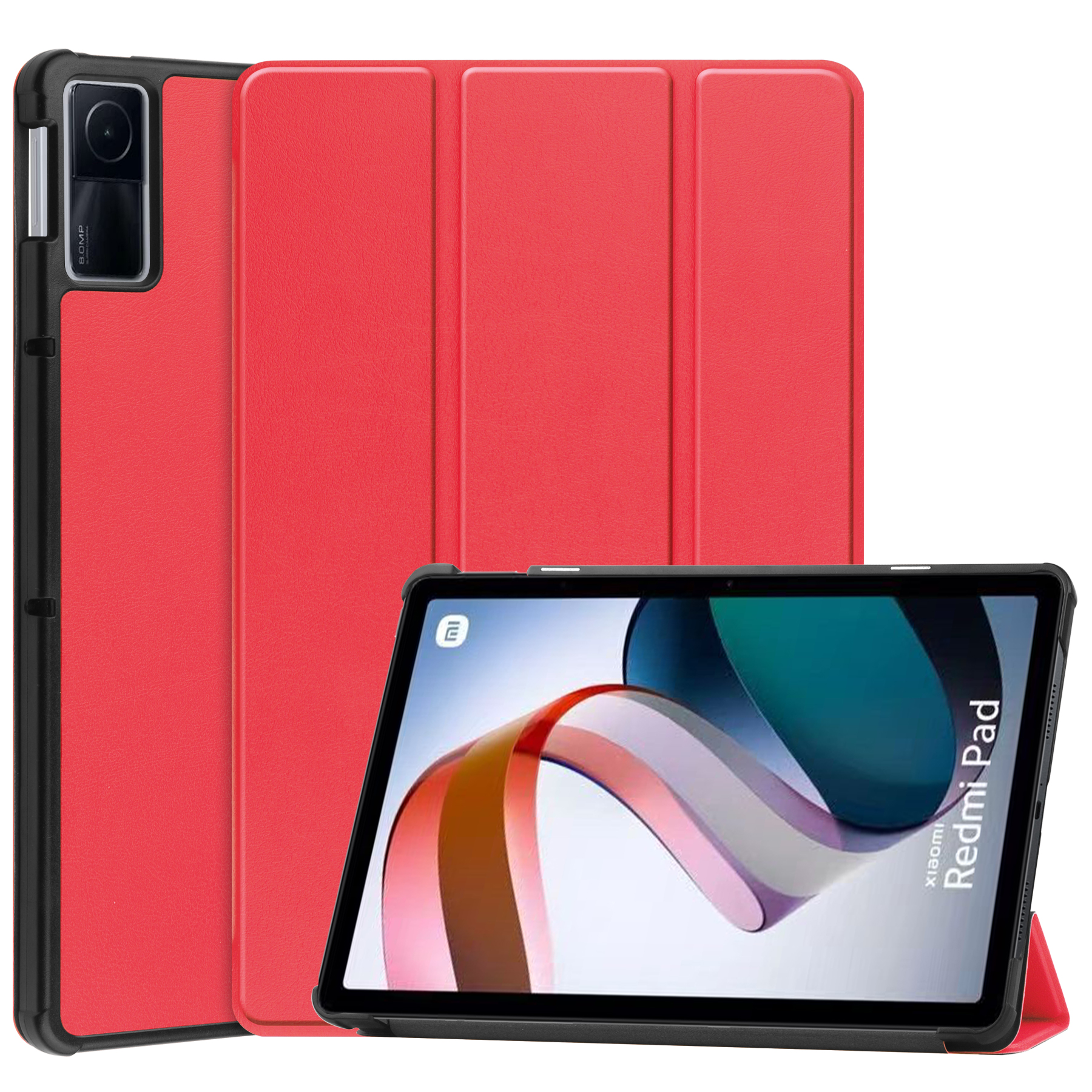 Case2go - Hoes geschikt voor Xiaomi Redmi Pad - 10.6 inch Book Case - Auto Sleep/Wake Up functie - Rood afbeelding