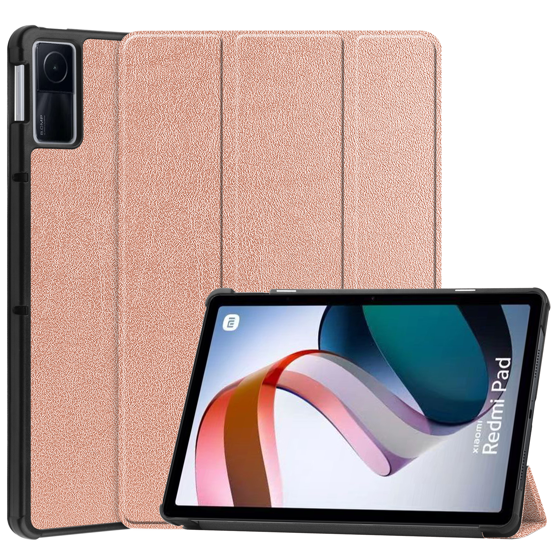 Case2go - Hoes geschikt voor Xiaomi Redmi Pad - 10.6 inch Book Case - Auto Sleep/Wake Up functie - Rose Goud afbeelding