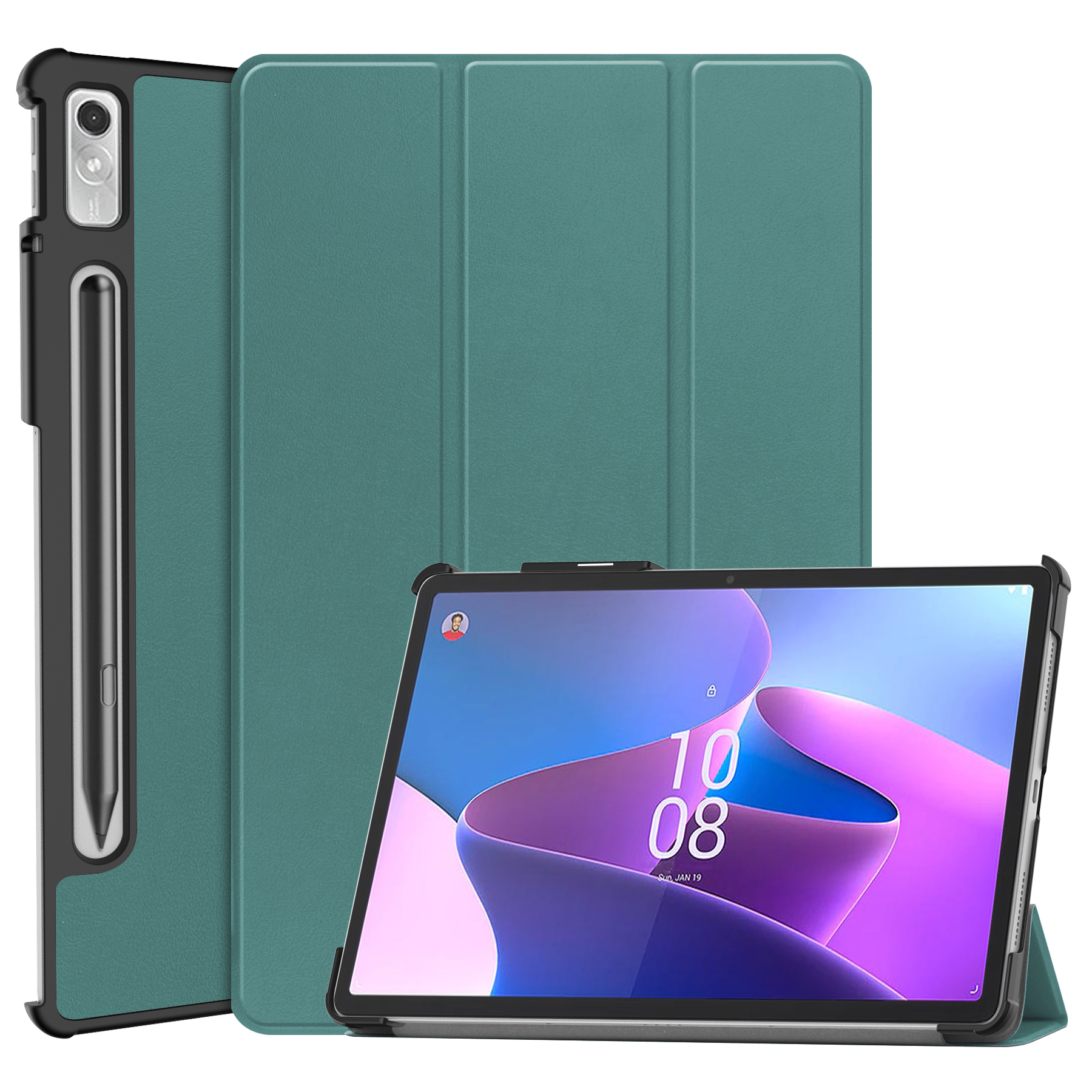 Tablet hoes geschikt voor Lenovo Tab P11 Pro 2nd Gen - Tri-fold hoes met auto/wake functie - 11.2 inch - Groen afbeelding