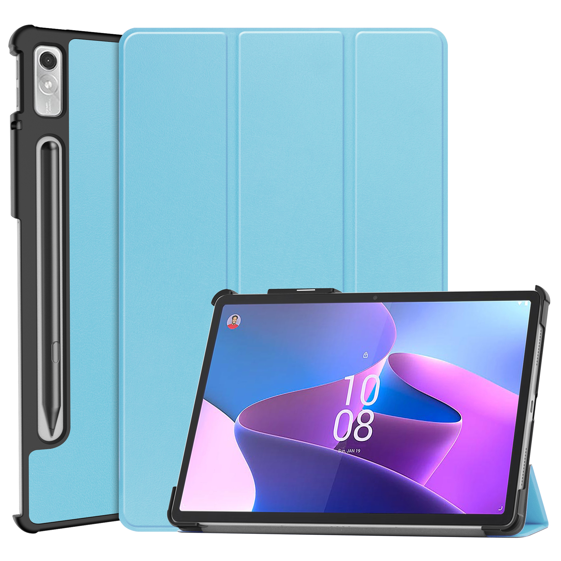 Tablet hoes geschikt voor Lenovo Tab P11 Pro 2nd Gen - Tri-fold hoes met auto/wake functie - 11.2 inch - Licht Blauw afbeelding