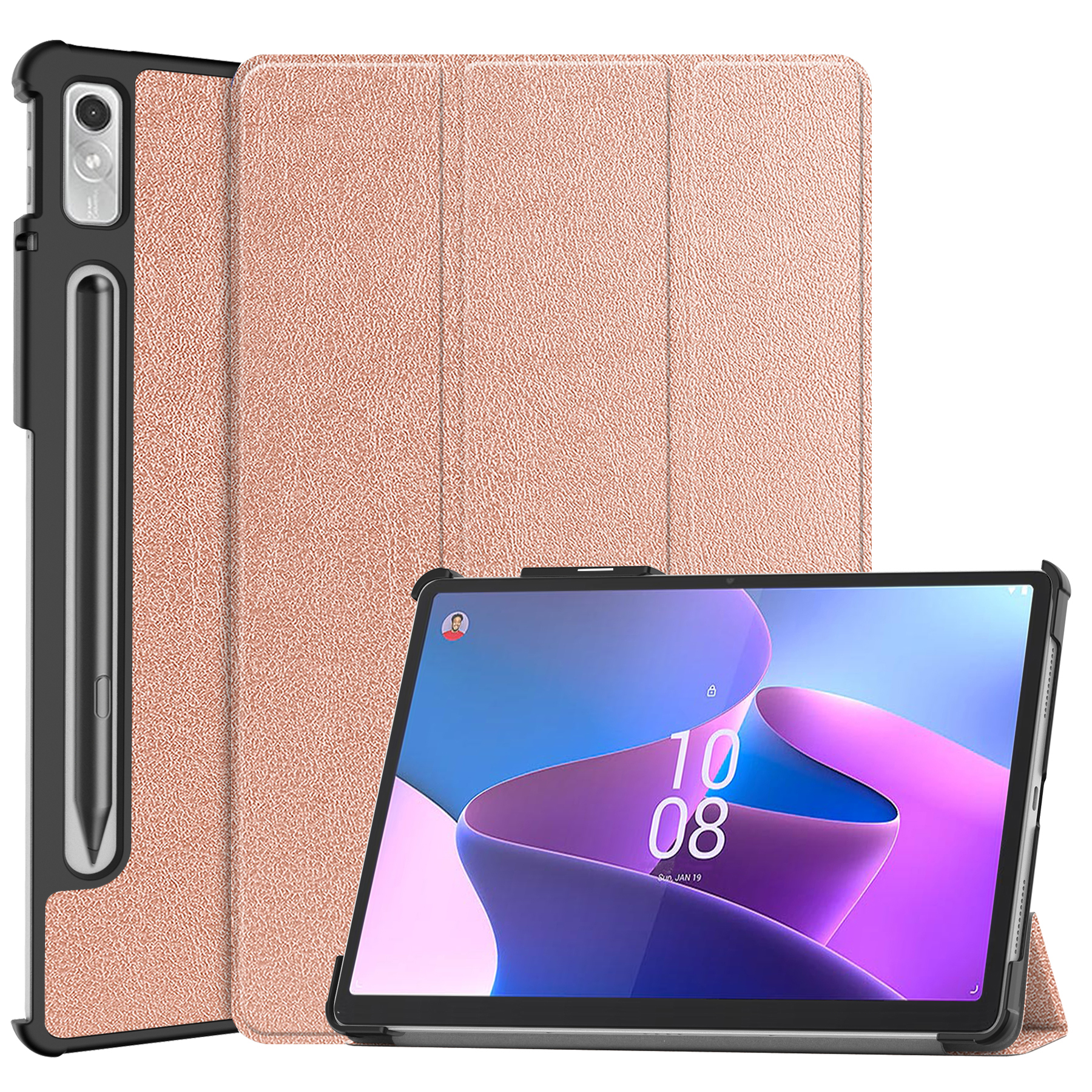 Tablet hoes geschikt voor Lenovo Tab P11 Pro 2nd Gen - Tri-fold hoes met auto/wake functie - 11.2 inch - Rose Goud afbeelding