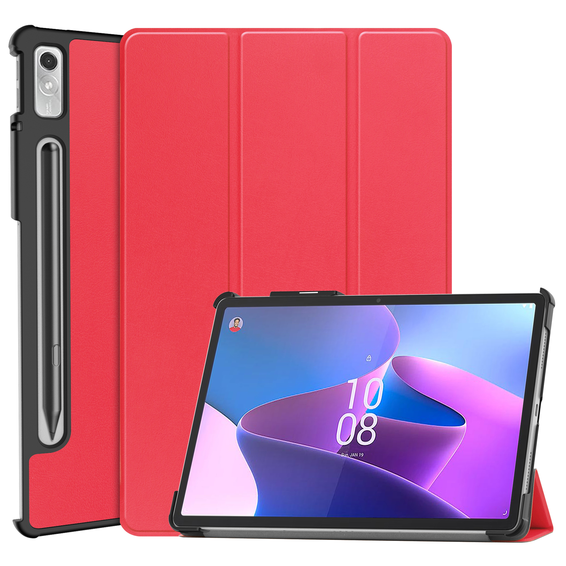 Tablet hoes geschikt voor Lenovo Tab P11 Pro 2nd Gen - Tri-fold hoes met auto/wake functie - 11.2 inch - Rood afbeelding