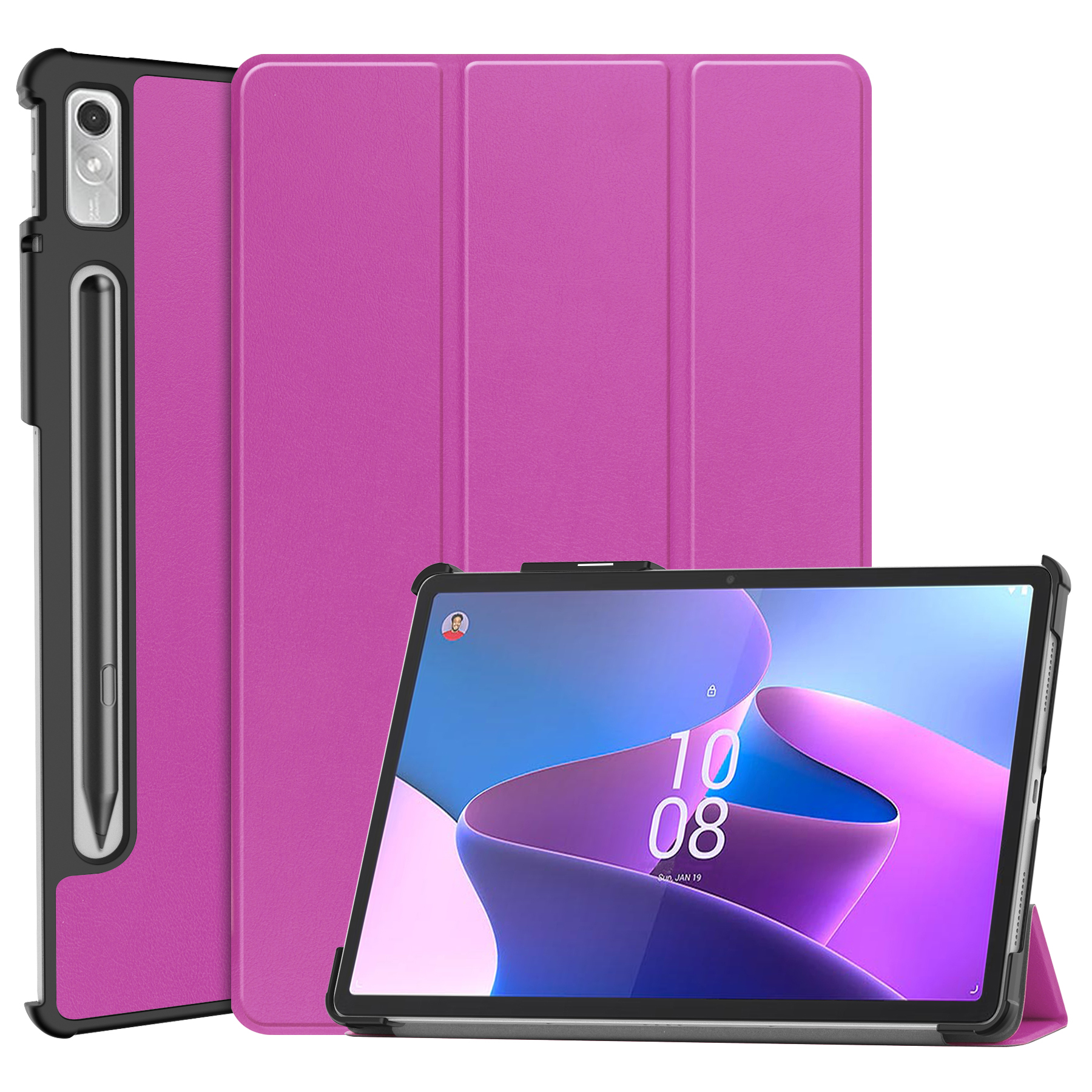 Tablet hoes geschikt voor Lenovo Tab P11 Pro 2nd Gen - Tri-fold hoes met auto/wake functie - 11.2 inch - Paars afbeelding