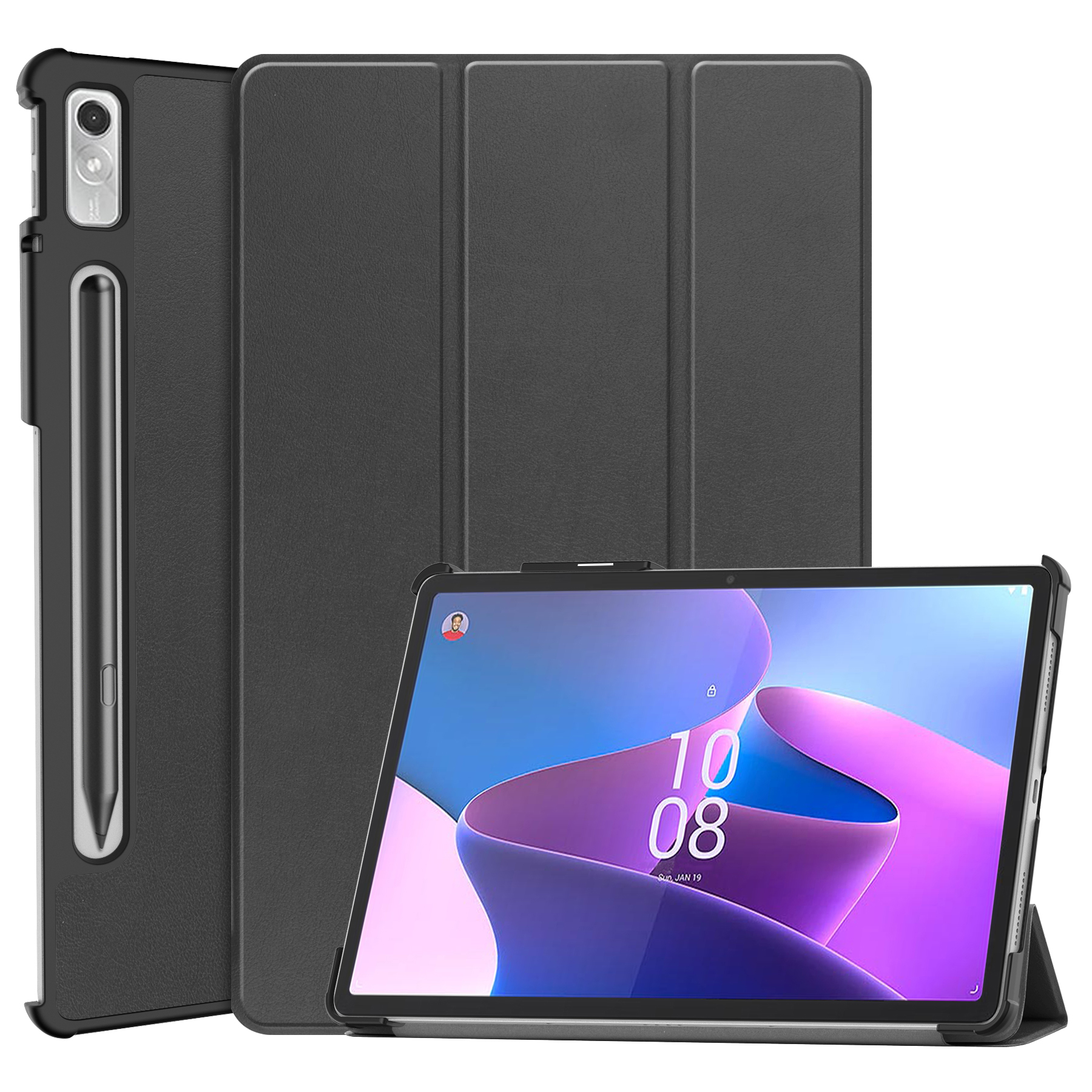 Tablet hoes geschikt voor Lenovo Tab P11 Pro 2nd Gen - Tri-fold hoes met auto/wake functie - 11.2 inch - Zwart afbeelding