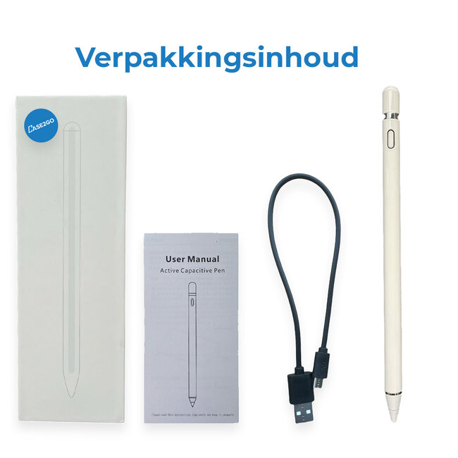 Active Stylus pen geschikt voor iPad, iPad Mini, iPad Pro met Magnetisch opladen en Palm rejection - Magnetische stylus voor iPad (vanaf 2018) - Wit