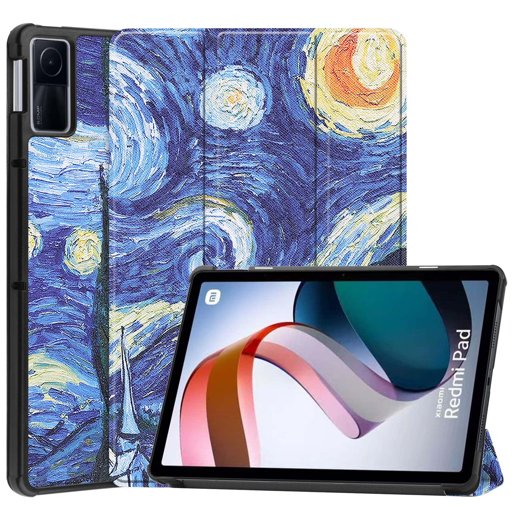 Case2go - Hoes geschikt voor Xiaomi Redmi Pad - 10.6 inch Book Case - Auto Sleep/Wake Up functie - Witte Bloesem afbeelding