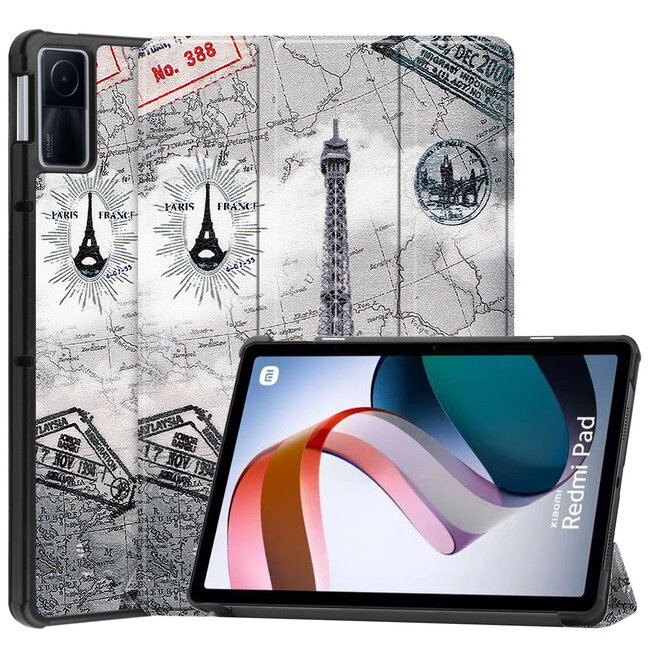 Case2go - Hoes geschikt voor Xiaomi Redmi Pad - 10.6 inch Book Case - Auto Sleep/Wake Up functie - Eiffeltoren