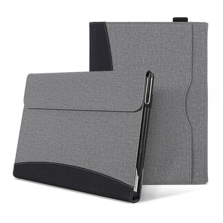 Case2go Hoes geschikt voor Microsoft Surface Pro X - Wallet book Case - 13 inch - Grijs