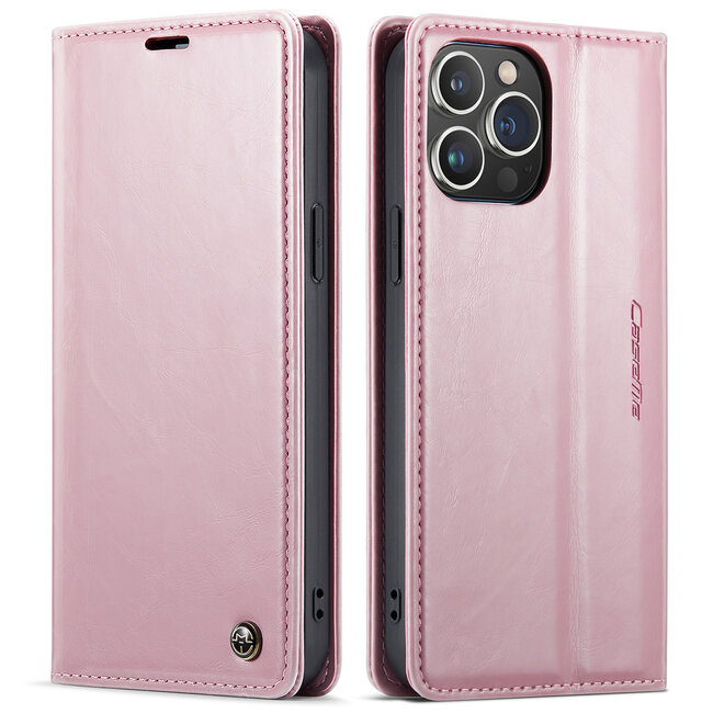 CaseMe - Telefoonhoesje geschikt voor Apple iPhone 13 Pro Max - Flip Wallet Case - Magneetsluiting - Roze