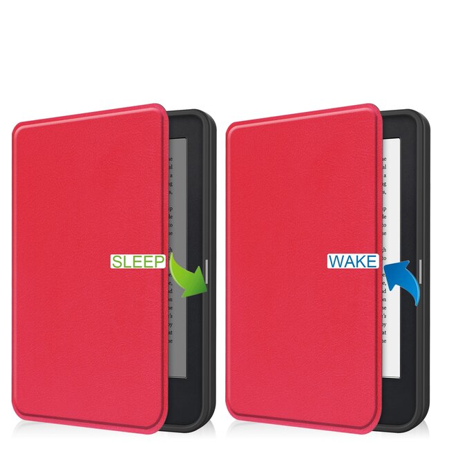E-reader Hoes geschikt voor Kobo Clara 2E - Sleepcover - Tri-Fold Book Case - Auto/Wake functie - Magnetische sluiting - Rood