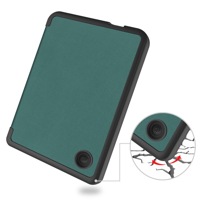 E-reader Hoes geschikt voor Kobo Clara 2E - Sleepcover - Tri-Fold Book Case - Auto/Wake functie - Magnetische sluiting - Donker Groen