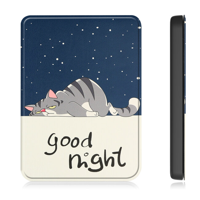 E-reader Hoes geschikt voor Kobo Clara 2E - Sleepcover - Tri-Fold Book Case - Auto/Wake functie - Magnetische sluiting - Good Night