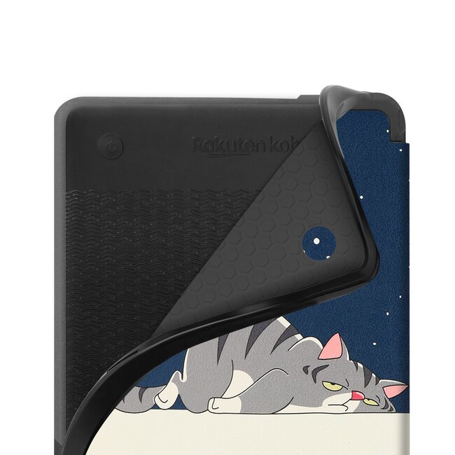 E-reader Hoes geschikt voor Kobo Clara 2E - Sleepcover - Tri-Fold Book Case - Auto/Wake functie - Magnetische sluiting - Good Night