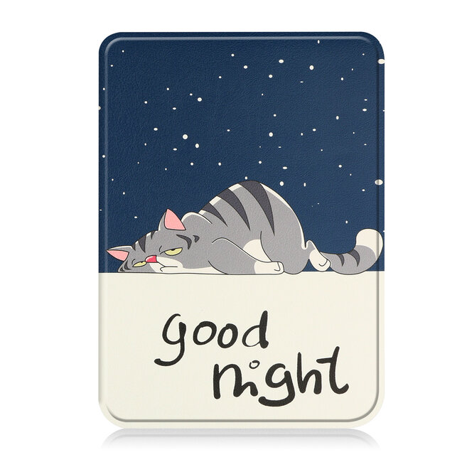 E-reader Hoes geschikt voor Kobo Clara 2E - Sleepcover - Tri-Fold Book Case - Auto/Wake functie - Magnetische sluiting - Good Night