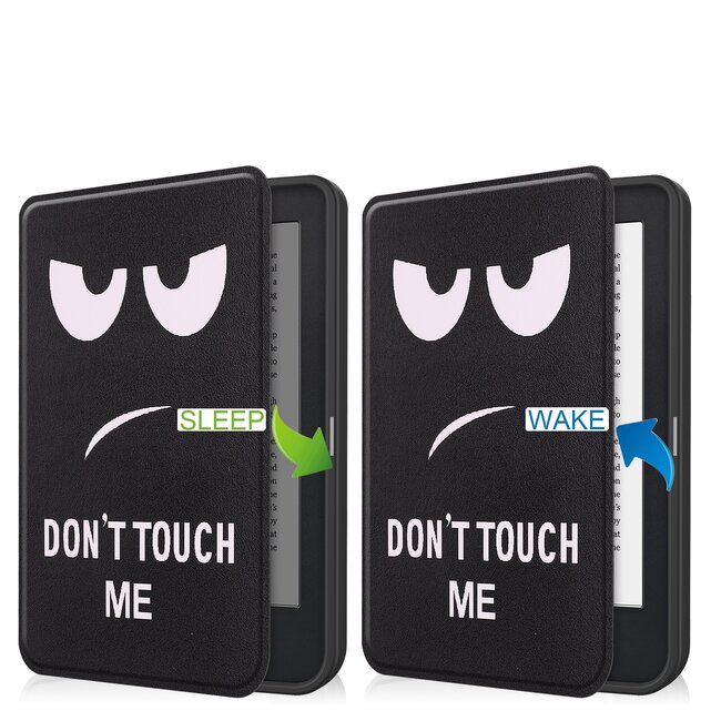 E-reader Hoes geschikt voor Kobo Clara 2E - Sleepcover - Tri-Fold Book Case - Auto/Wake functie - Magnetische sluiting - Don't Touch Me