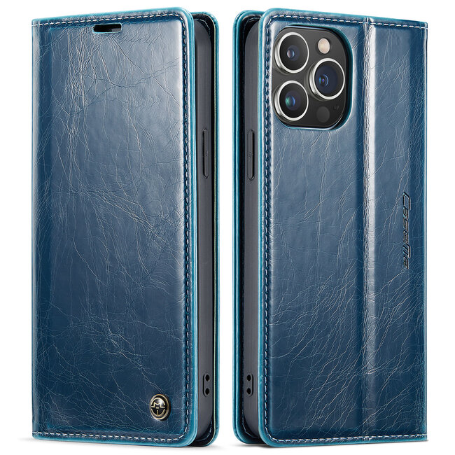 CaseMe - Telefoonhoesje geschikt voor Apple iPhone 13 Pro - Flip Wallet Case - Magneetsluiting - Blauw