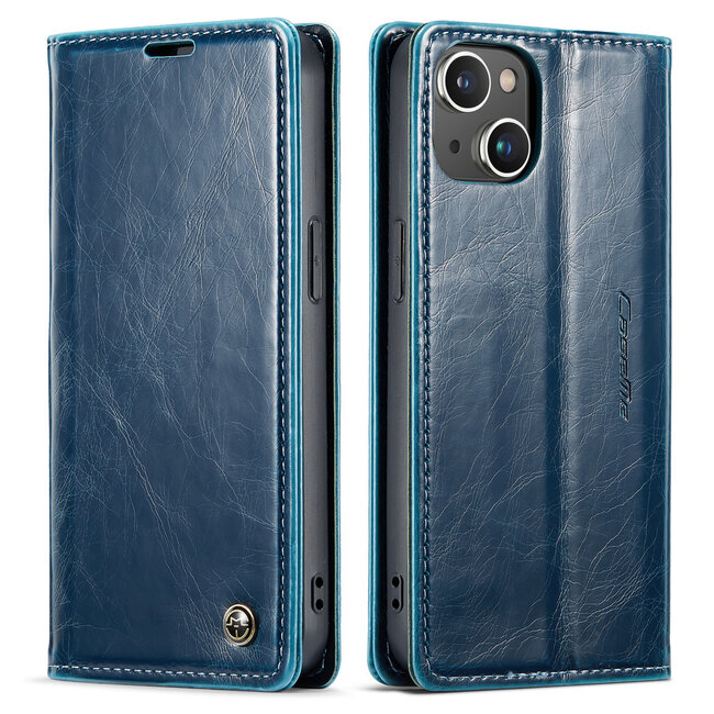 CaseMe - Telefoonhoesje geschikt voor Apple iPhone 14 Plus - Flip Wallet Case - Magneetsluiting - Blauw