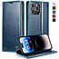 CaseMe - Telefoonhoesje geschikt voor Apple iPhone 14 Pro Max - Flip Wallet Case -  Magneetsluiting - Blauw