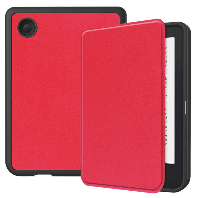 E-reader Hoes geschikt voor Kobo Clara 2E - Sleepcover - Tri-Fold Book Case - Auto/Wake functie - Magnetische sluiting - Rood