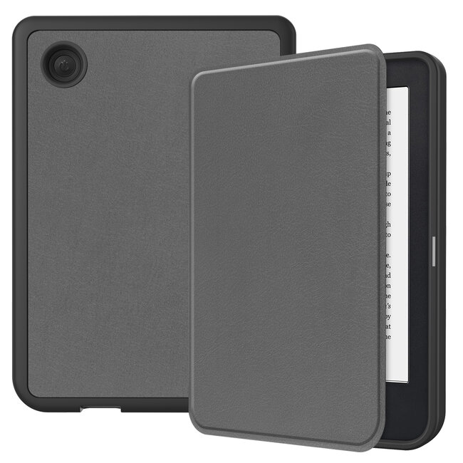 E-reader Hoes geschikt voor Kobo Clara 2E - Sleepcover - Tri-Fold Book Case - Auto/Wake functie - Magnetische sluiting - Grijs