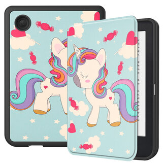 Case2go E-reader Hoes geschikt voor Kobo Clara 2E - Sleepcover - Tri-Fold Book Case - Auto/Wake functie - Magnetische sluiting - Eenhoorn