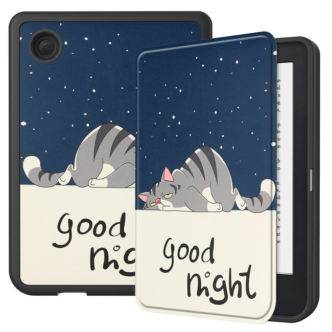 E-reader Hoes geschikt voor Kobo Clara 2E - Sleepcover - Tri-Fold Book Case - Auto/Wake functie - Magnetische sluiting - Good Night